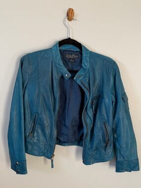 Lucky Brand Teal Leather Moto Jacket - Women